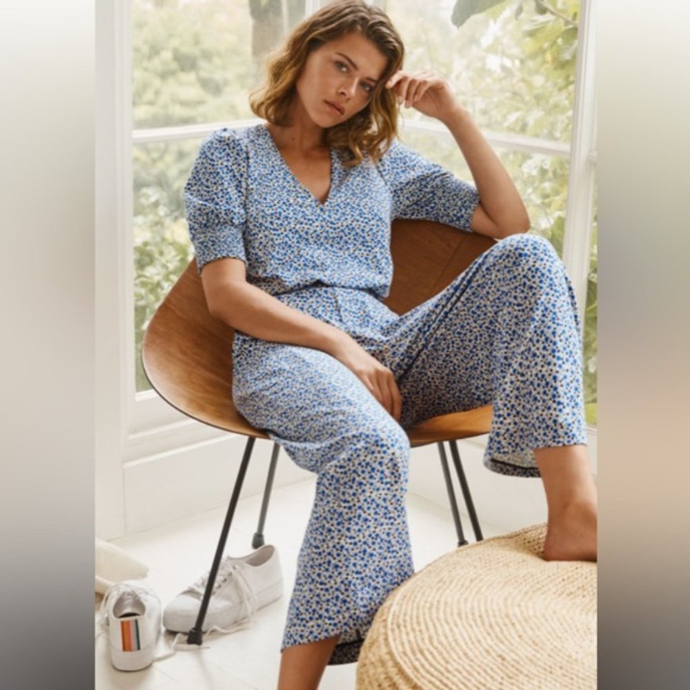Haut Boden Bleu Marine à Fleurs - Taille US 6 (regular), Jersey, Débardeur Occasion